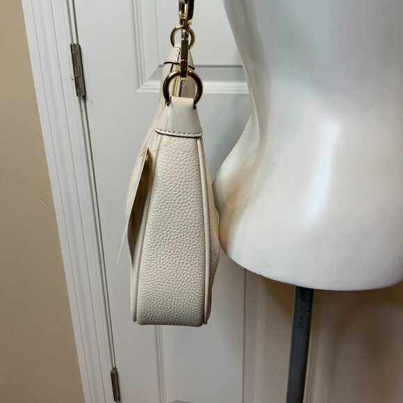 Michael Kors Cora Light Cream Zip Pouchette Leather Crossbody - Picture 4 of 10